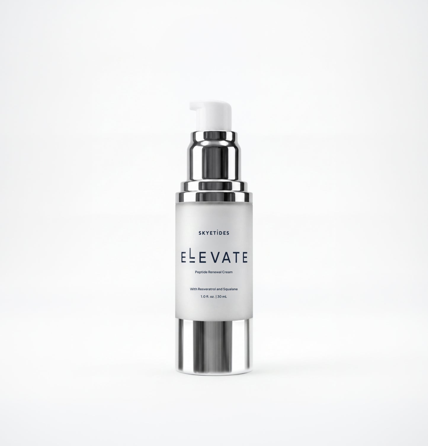 ELEVATE Peptide Renewal Cream with Resveratrol and Squalane Airless Bottle Open