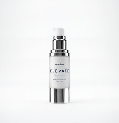 ELEVATE Peptide Renewal Cream with Resveratrol and Squalane Airless Bottle Open