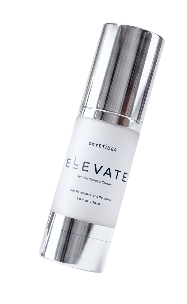Elevate resveratrol peptide cream by Skyetides in glass jar